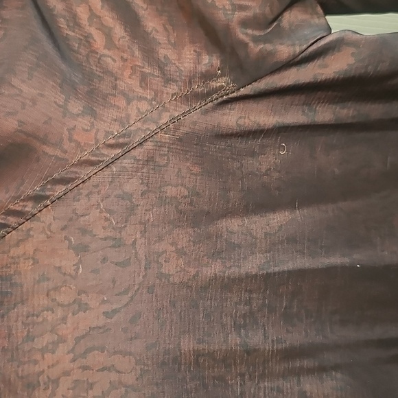 Vintage Shimmer Iridescent Long Button Down Trench Floral Coat - Picture 9 of 9